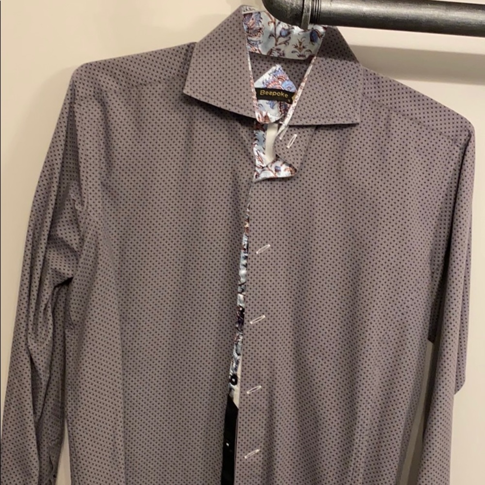 Grey dot button down